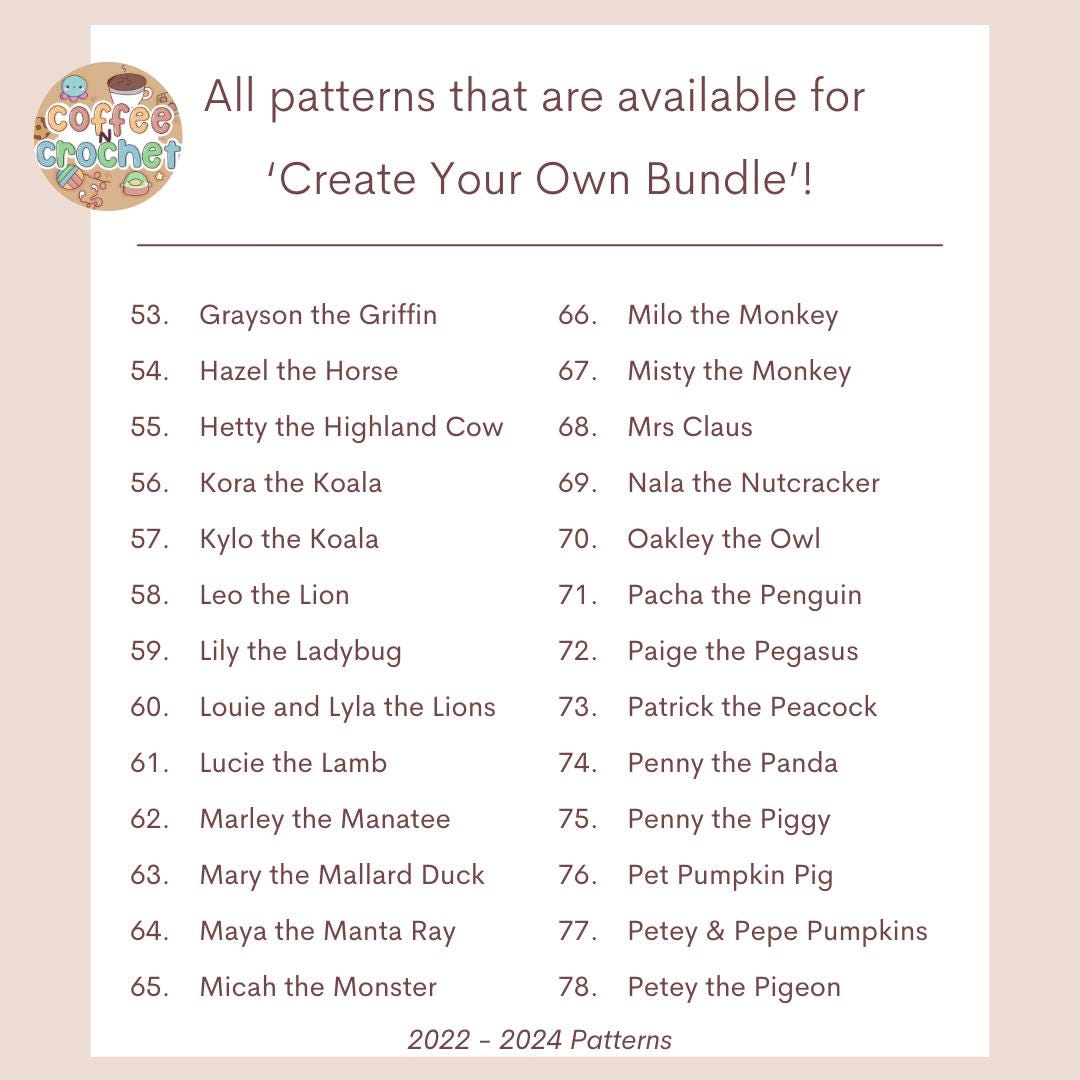 Create Your Own 8 Crochet Pattern Pack Bundle