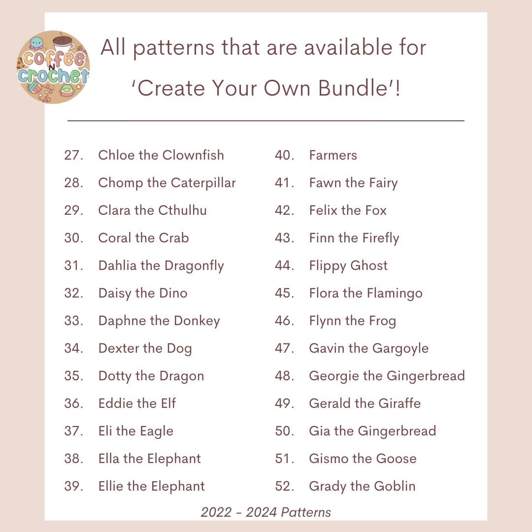 Create Your Own 8 Crochet Pattern Pack Bundle