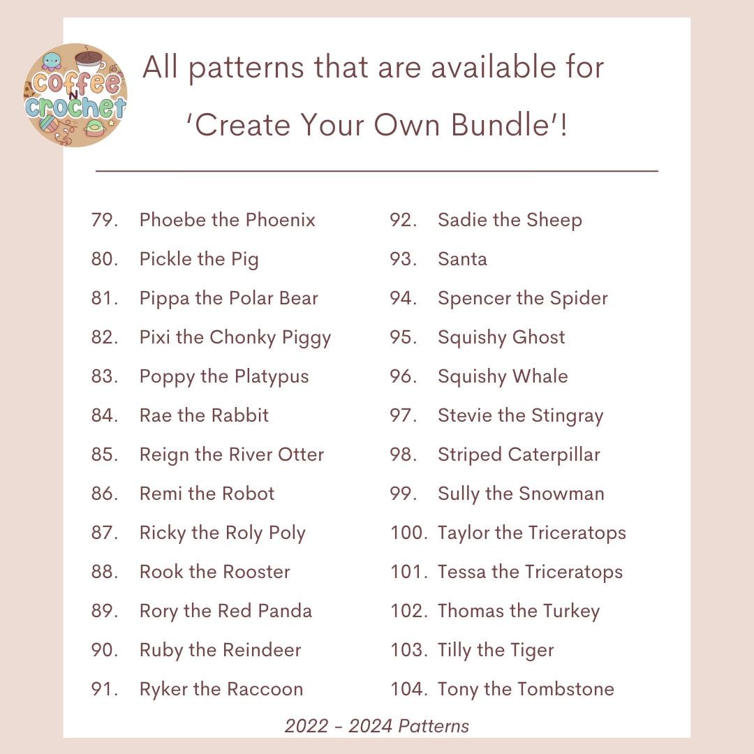 Create Your Own 8 Crochet Pattern Pack Bundle