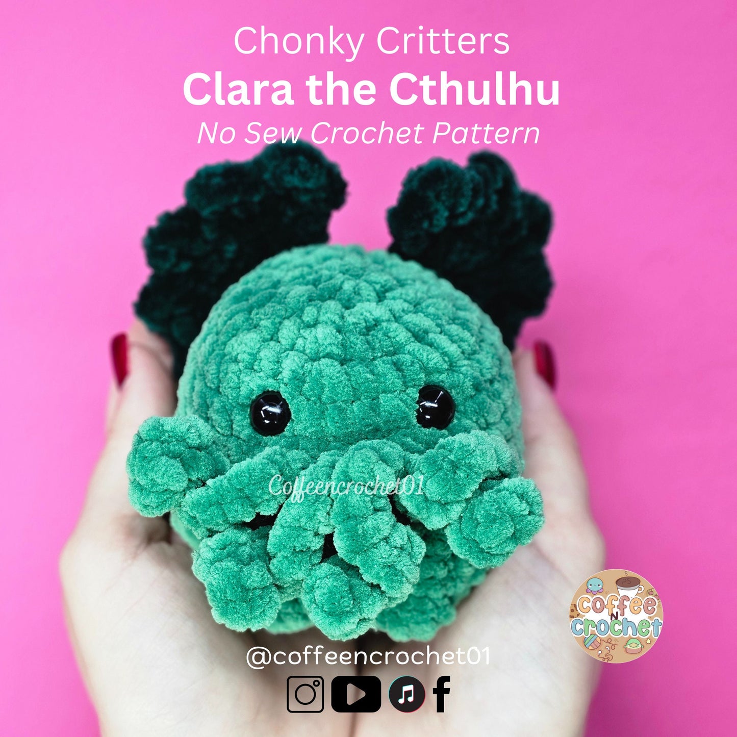 Cthulhu Goblin and Dragon crochet amigurumi crochet beginner friendly pattern