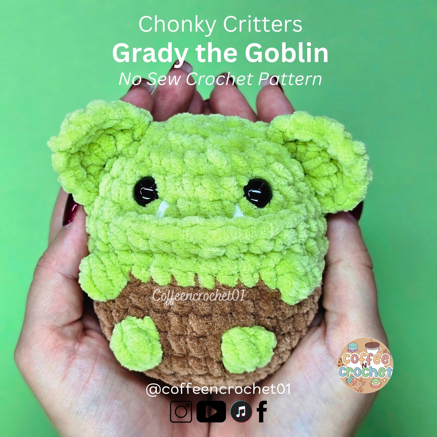 Cthulhu Goblin and Dragon crochet amigurumi crochet beginner friendly pattern