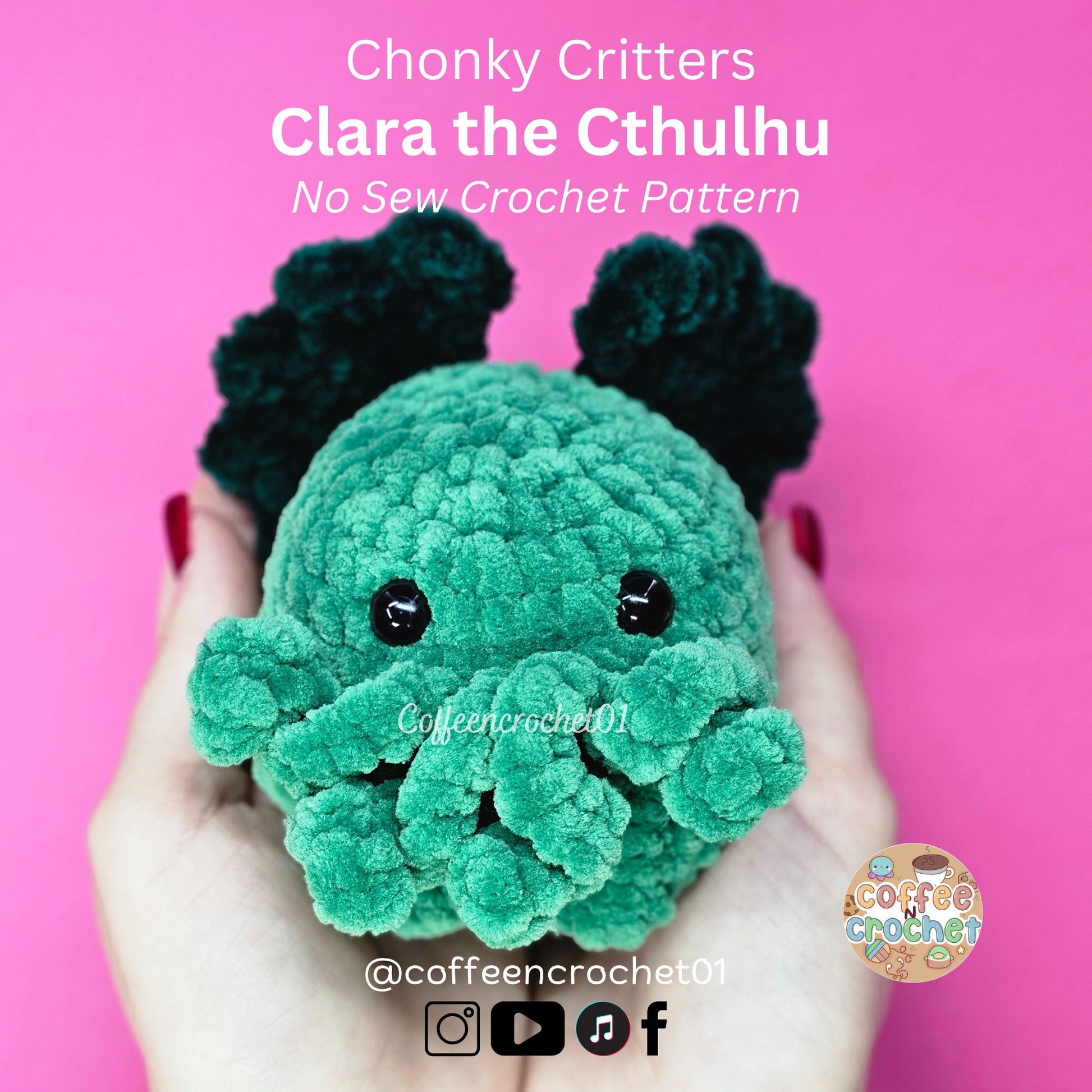 Cthulhu Goblin and Dragon crochet amigurumi crochet beginner friendly pattern