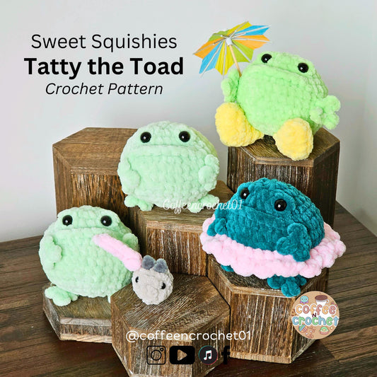 Tatty the Toad crochet pattern and accessories Amigurumi Crochet Patterns Toad Frog Crochet Pattern Toad Lilypad rainfrog Crochet Pattern